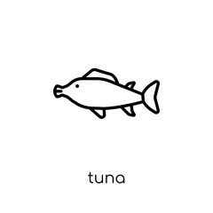 Tuna icon. Trendy modern flat linear vector Tuna icon on white background from thin line animals collection