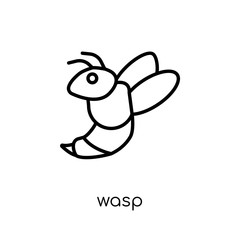 Wasp icon. Trendy modern flat linear vector Wasp icon on white background from thin line animals collection