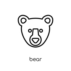 Bear icon. Trendy modern flat linear vector Bear icon on white background from thin line animals collection