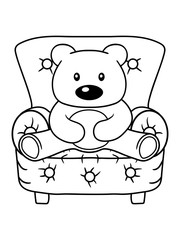 kuscheltier sitzend sessel stuhl gemütlich teddy grizzly bär bärchen comic cartoon clipart süß niedlich design