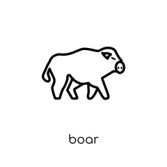 Boar icon. Trendy modern flat linear vector Boar icon on white background from thin line animals collection