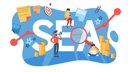SEA concept. Idea of search engine advertising for website