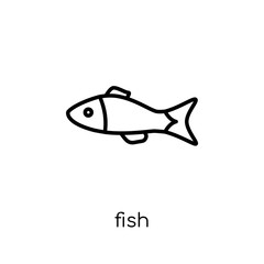Fish icon. Trendy modern flat linear vector Fish icon on white background from thin line animals collection