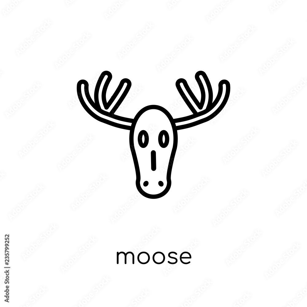 Poster moose icon. trendy modern flat linear vector moose icon on white background from thin line animals c