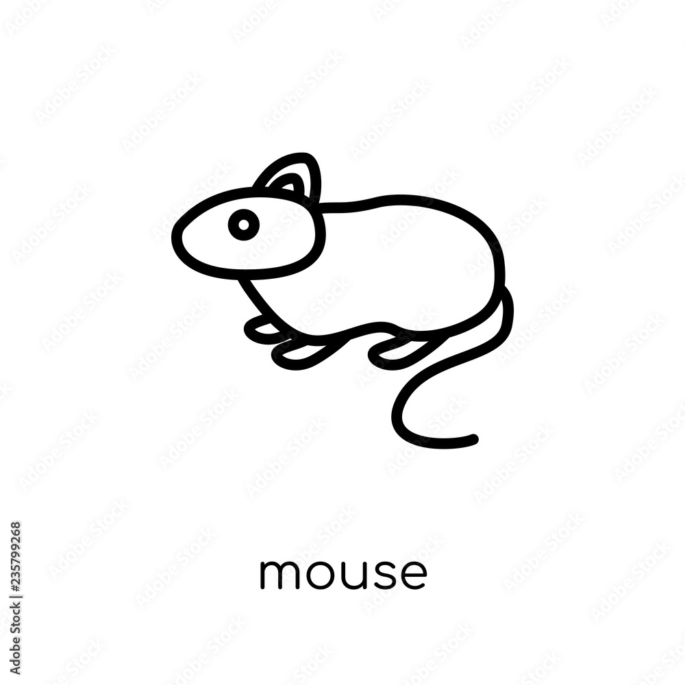 Poster mouse icon. trendy modern flat linear vector mouse icon on white background from thin line animals c