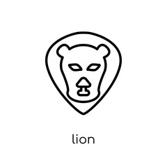 Lion icon. Trendy modern flat linear vector Lion icon on white background from thin line animals collection