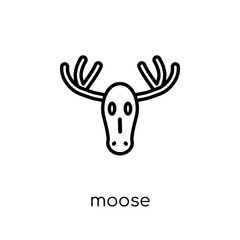 Moose icon. Trendy modern flat linear vector Moose icon on white background from thin line animals collection