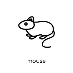Mouse icon. Trendy modern flat linear vector Mouse icon on white background from thin line animals collection
