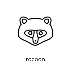 Racoon icon. Trendy modern flat linear vector Racoon icon on white background from thin line animals collection