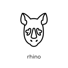 Rhino icon. Trendy modern flat linear vector Rhino icon on white background from thin line animals collection