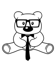 krawatte nerd hornbrille geek brille schlau intelligent hipster teddy grizzly bär bärchen comic cartoon clipart süß niedlich design