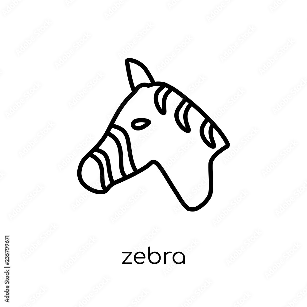 Poster zebra icon. trendy modern flat linear vector zebra icon on white background from thin line animals c