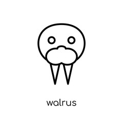 Walrus icon. Trendy modern flat linear vector Walrus icon on white background from thin line animals collection