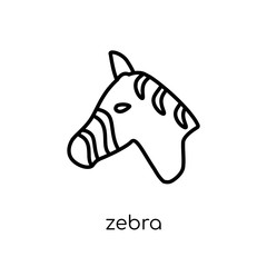 Zebra icon. Trendy modern flat linear vector Zebra icon on white background from thin line animals collection