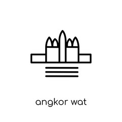 Angkor wat icon. Trendy modern flat linear vector Angkor wat icon on white background from thin line Architecture and Travel collection