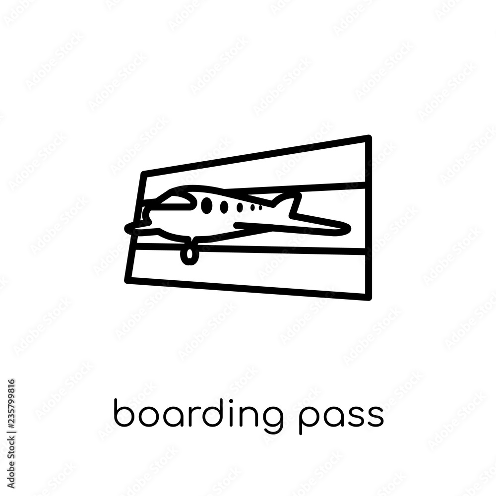 Poster boarding pass icon. trendy modern flat linear vector boarding pass icon on white background from thi