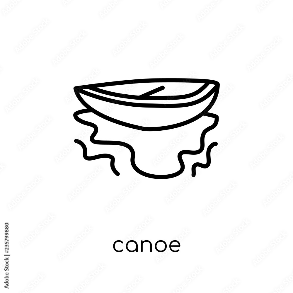 Poster canoe icon. trendy modern flat linear vector canoe icon on white background from thin line architect
