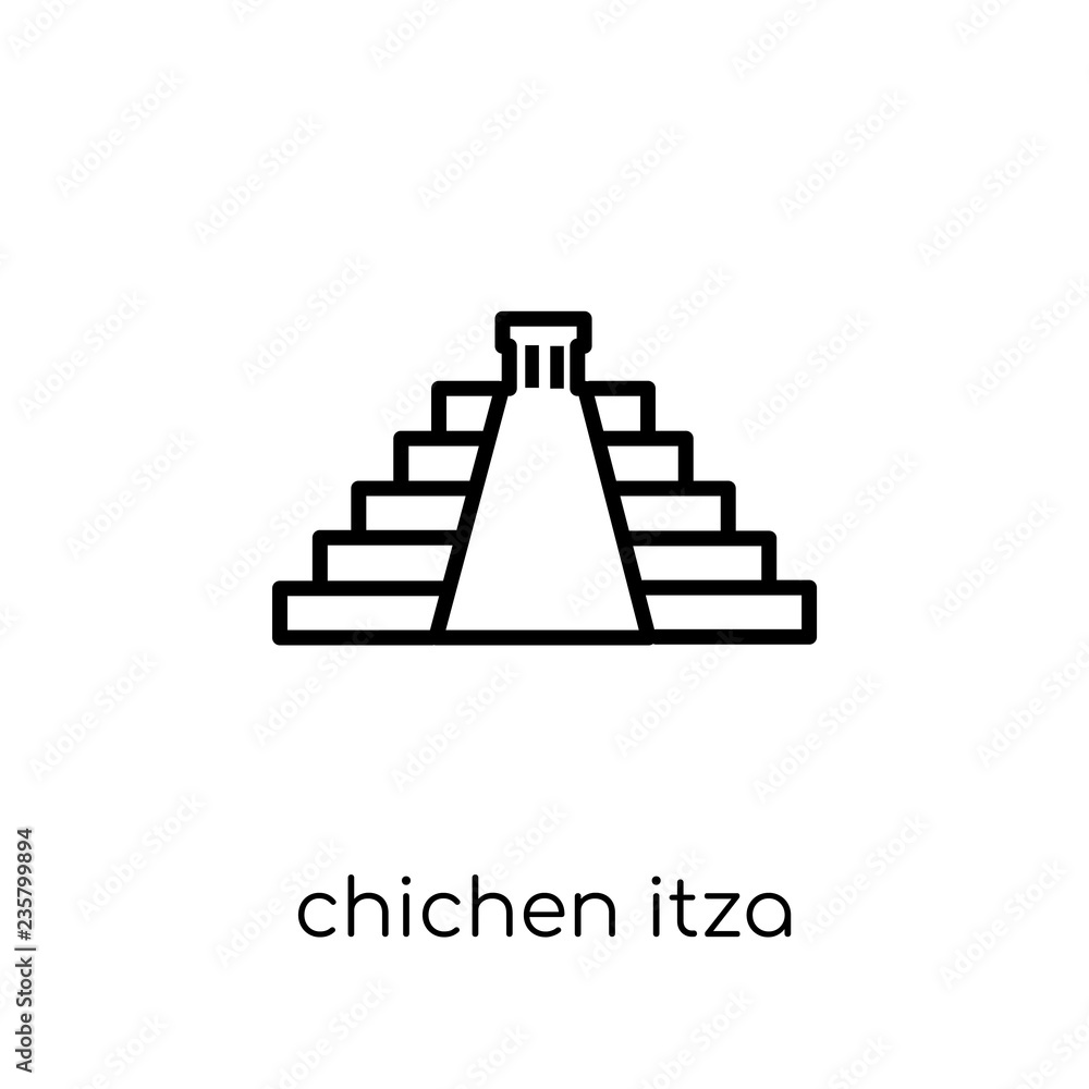 Poster chichen itza icon. trendy modern flat linear vector chichen itza icon on white background from thin 