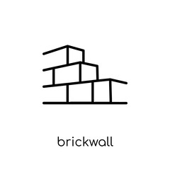 Brickwall icon. Trendy modern flat linear vector Brickwall icon on white background from thin line Architecture and Travel collection