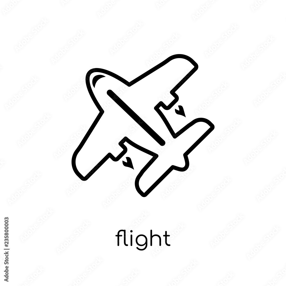 Poster flight icon. trendy modern flat linear vector flight icon on white background from thin line archite