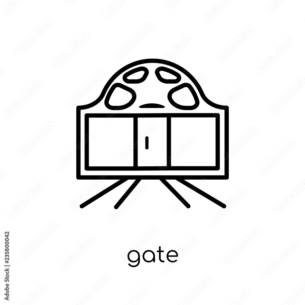Poster gate icon. trendy modern flat linear vector gate icon on white background from thin line architectur