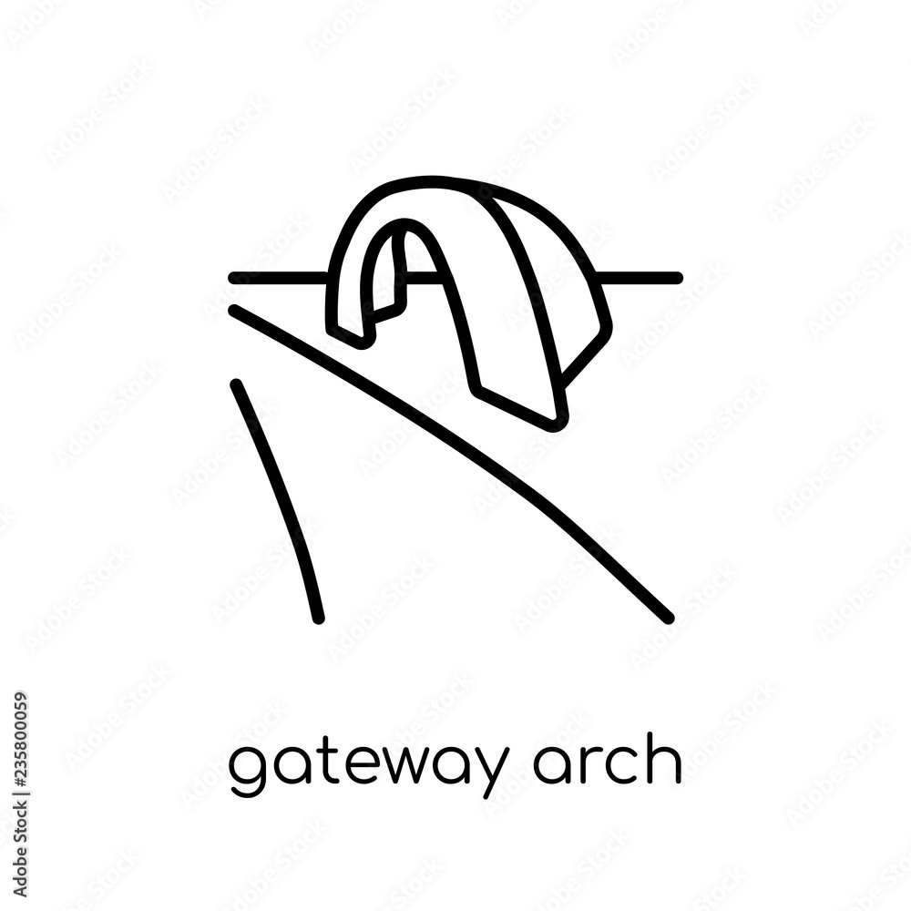 Poster gateway arch icon. trendy modern flat linear vector gateway arch icon on white background from thin 