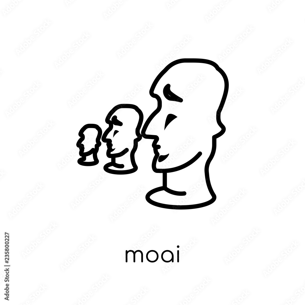 Poster moai icon. trendy modern flat linear vector moai icon on white background from thin line architectur