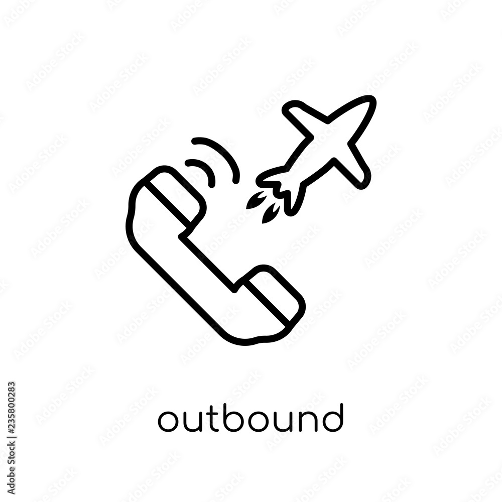 Poster outbound icon. trendy modern flat linear vector outbound icon on white background from thin line arc