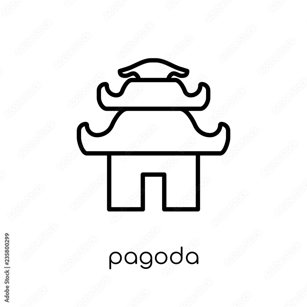Poster pagoda icon. trendy modern flat linear vector pagoda icon on white background from thin line archite