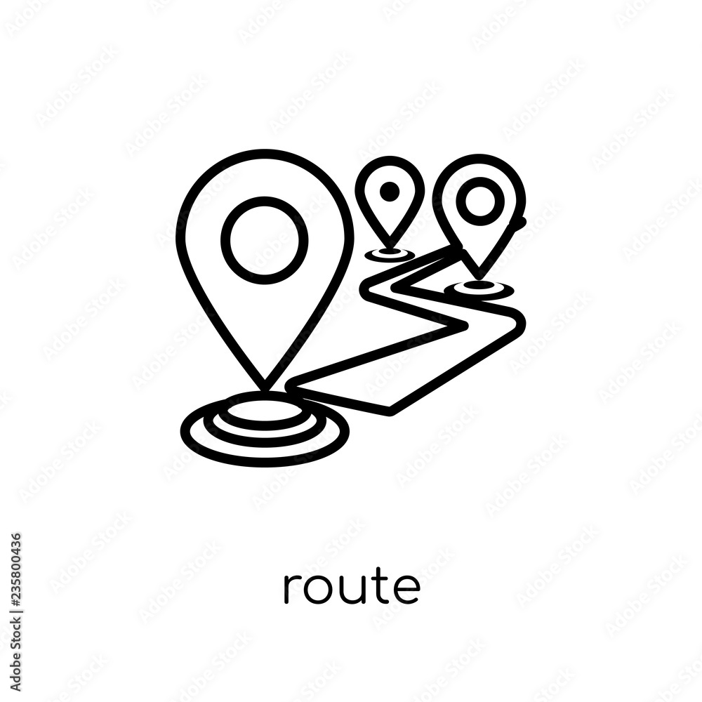 Poster route icon. trendy modern flat linear vector route icon on white background from thin line architect