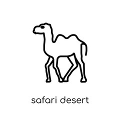 safari desert icon. Trendy modern flat linear vector safari desert icon on white background from thin line Architecture and Travel collection