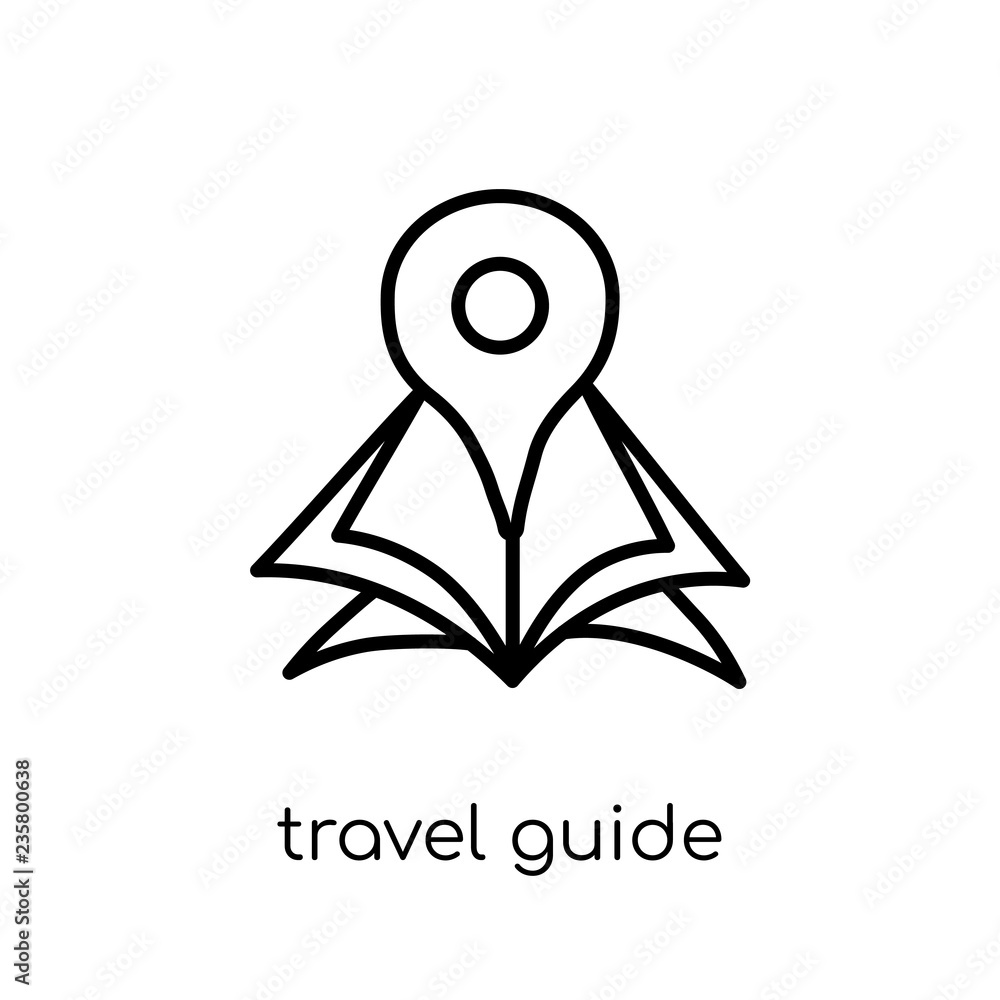 Poster travel guide icon. trendy modern flat linear vector travel guide icon on white background from thin 