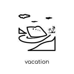 Vacation icon. Trendy modern flat linear vector Vacation icon on white background from thin line Architecture and Travel collection