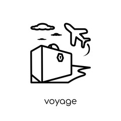 voyage icon. Trendy modern flat linear vector voyage icon on white background from thin line Architecture and Travel collection