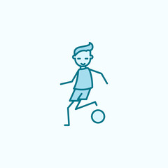 soccer player with ball field outline icon. Element of soccer player icon. Thin line icon for website design and development, app development. Premium icon