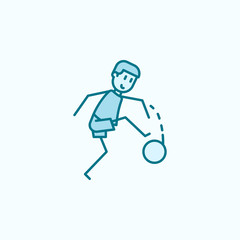 soccer players with ball field outline icon. Element of soccer player icon. Thin line icon for website design and development, app development. Premium icon