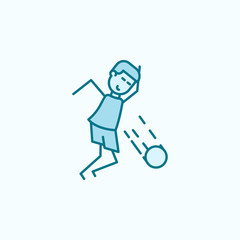 soccer players with ball field outline icon. Element of soccer player icon. Thin line icon for website design and development, app development. Premium icon