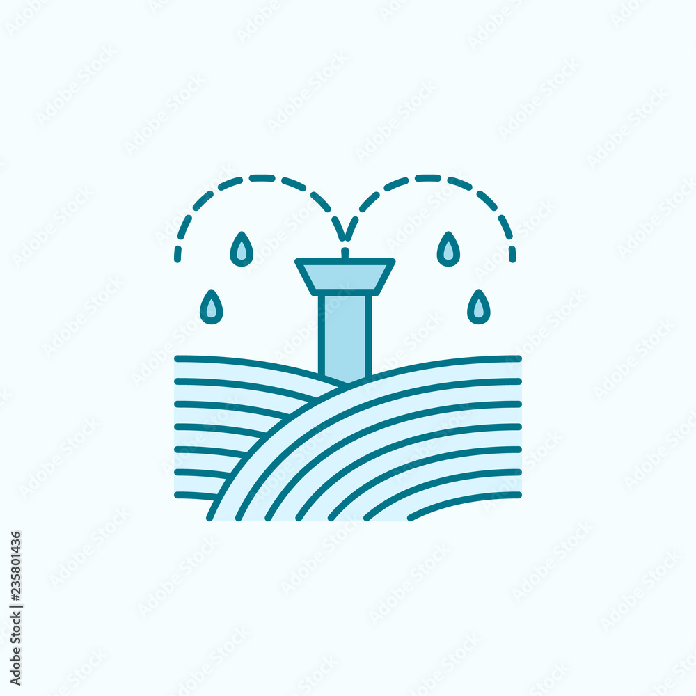 Poster watering the field field outline icon. element of drip watering icon. thin line icon for website des