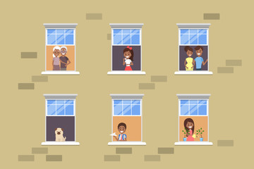 People looking out of the window set.