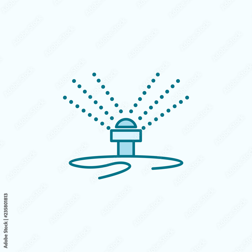 Poster lawn watering system field outline icon. element of drip watering icon. thin line icon for website d