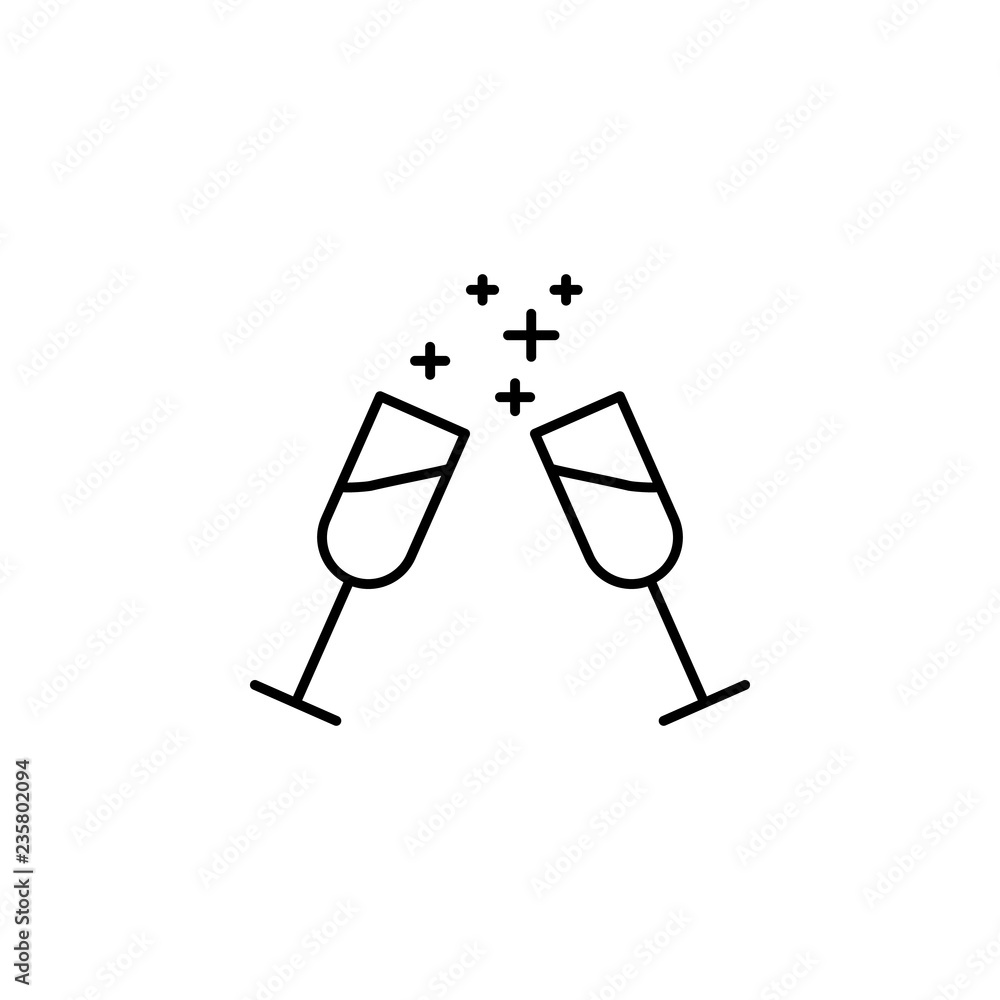 Poster glasses of champagne icon. element of new year oarty outline icon. thin line icon for website design