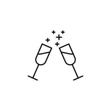 glasses of champagne icon. Element of new year oarty outline icon. Thin line icon for website design and development, app development. Premium icon