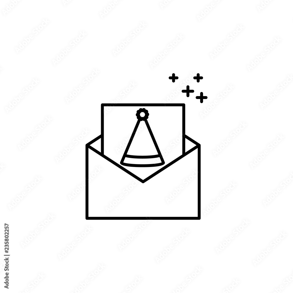 Poster greeting card icon. element of new year oarty outline icon. thin line icon for website design and de