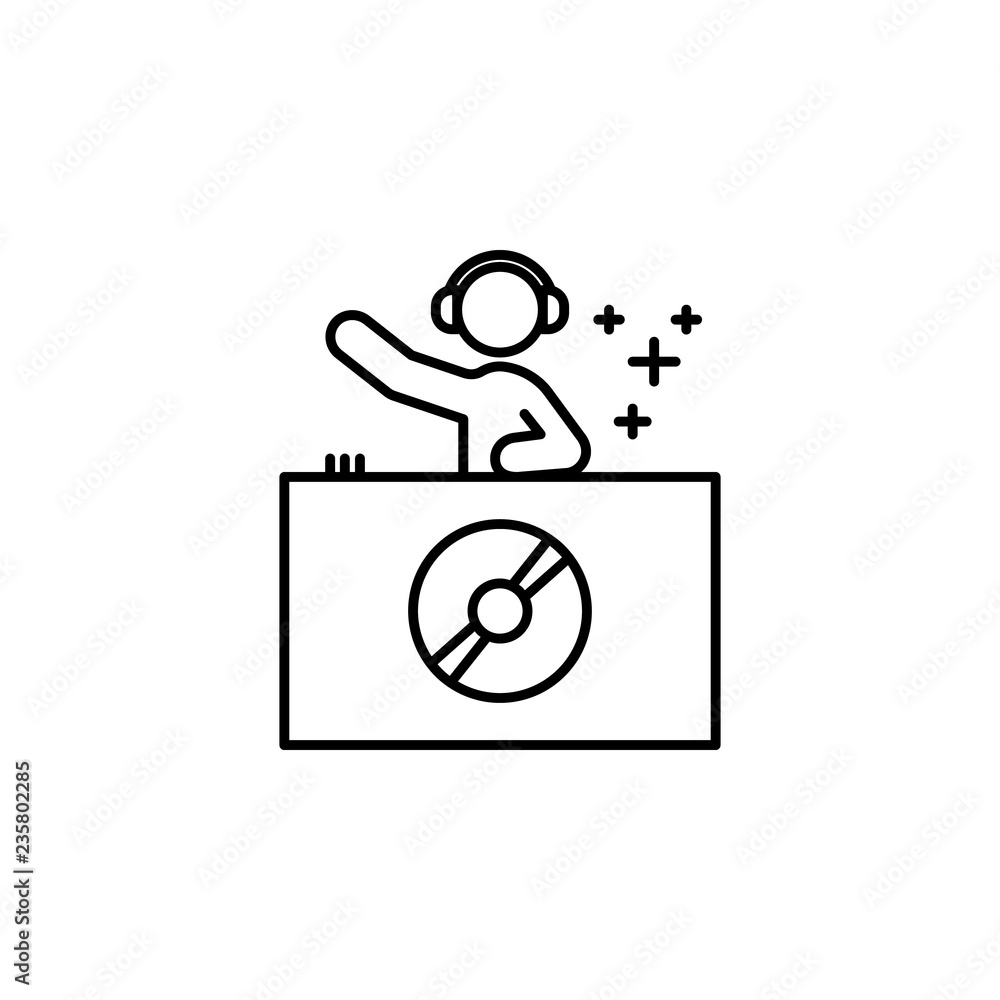 Poster dj icon. element of new year oarty outline icon. thin line icon for website design and development, 