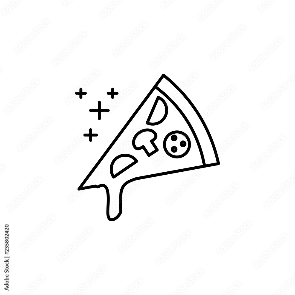 Poster a slice of pizza icon. element of new year oarty outline icon. thin line icon for website design and