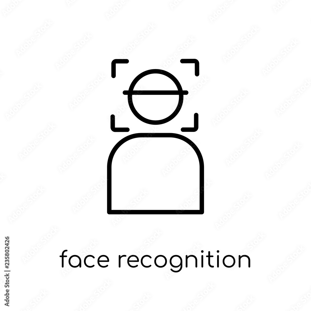 Poster face recognition icon. trendy modern flat linear vector face rec