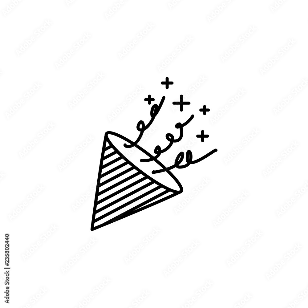 Poster confetti icon. element of new year oarty outline icon. thin line icon for website design and develop