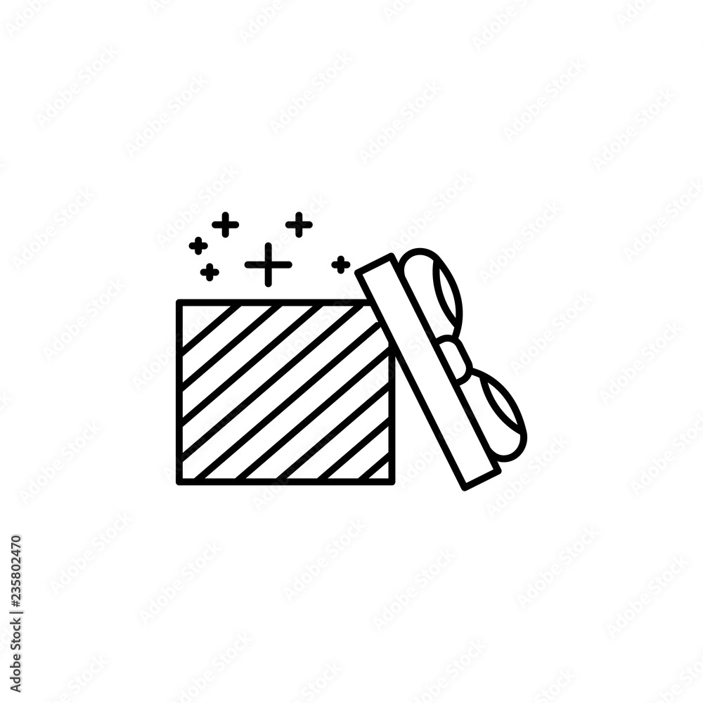 Poster open gift box icon. element of new year oarty outline icon. thin line icon for website design and de