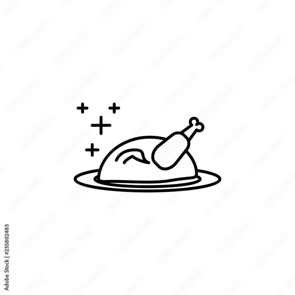 Aufkleber roasted chicken icon. element of new year oarty outline icon. thin line icon for website design and 