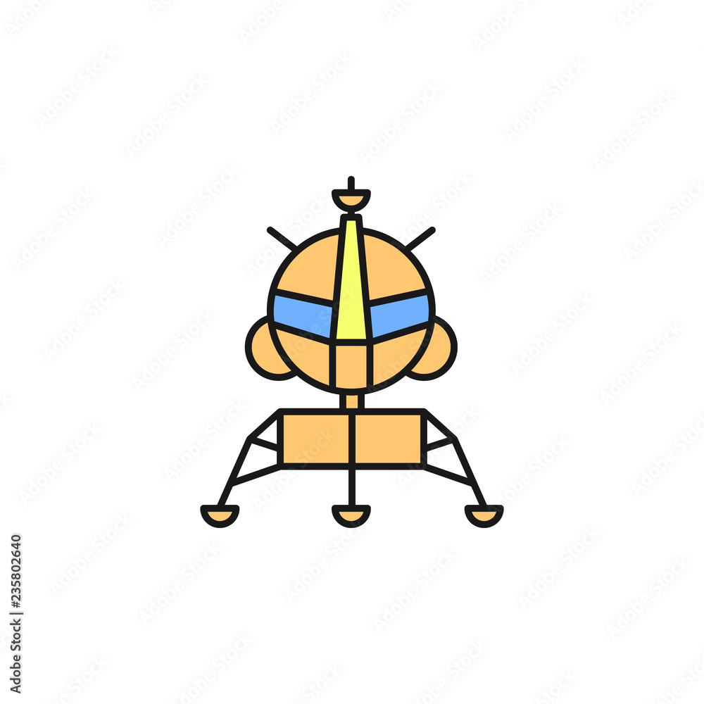 Poster moon station icon. element of space outline color icon. thin line icon for website design and develo